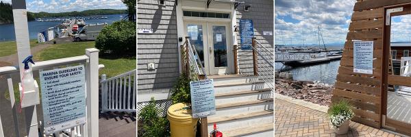 COVID safety signs posted at marinas